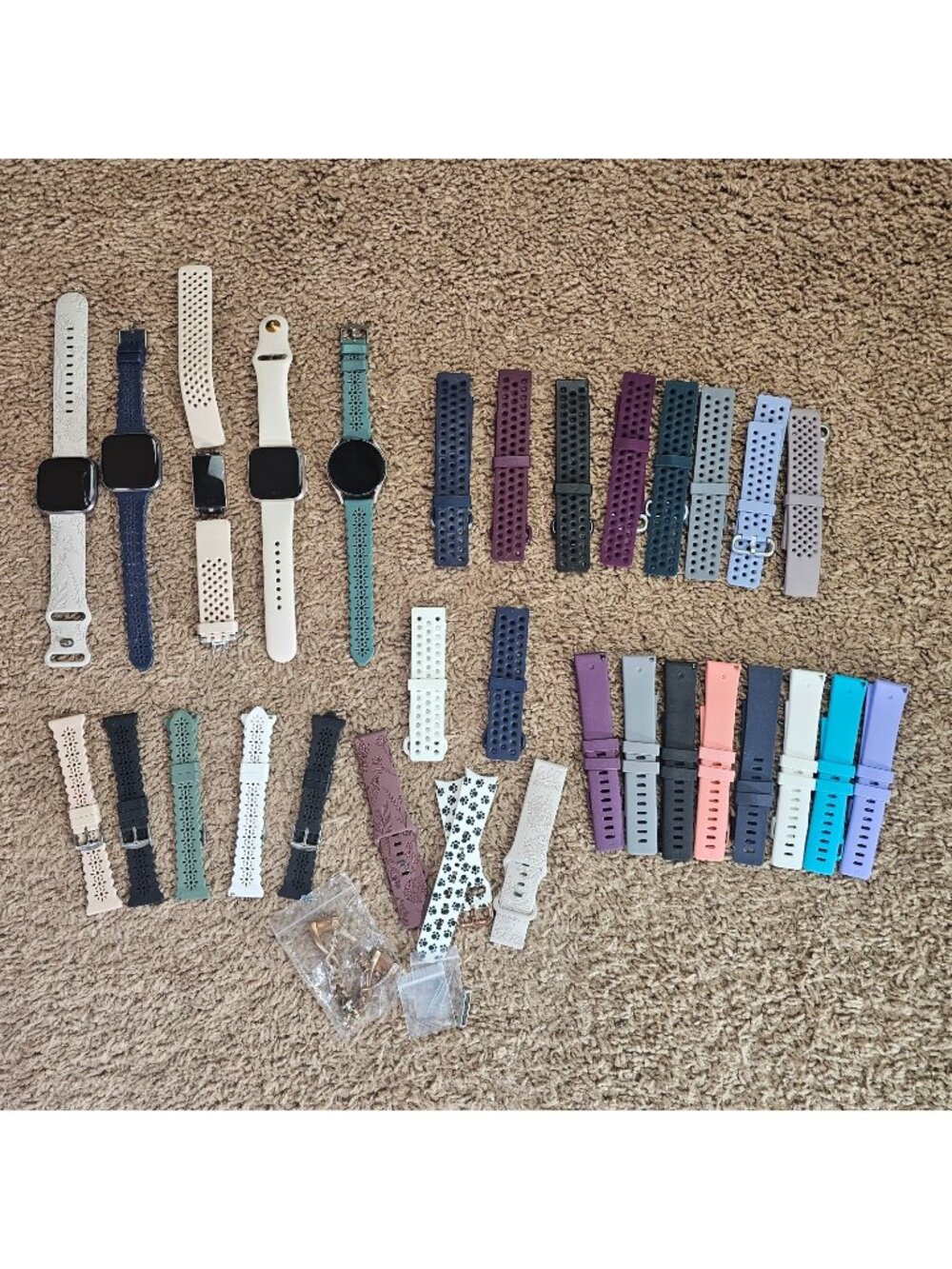 READ Lot of 5 Fitbit Watches & Samsung Watch + 29 Bands and Chargers Untested